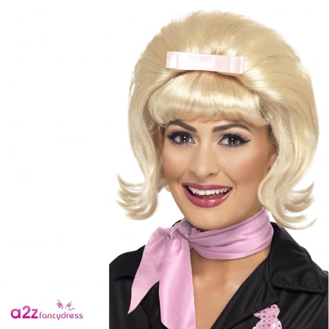 50s Flicked Beehive Bob Wig (Blonde) - Adult Accessory