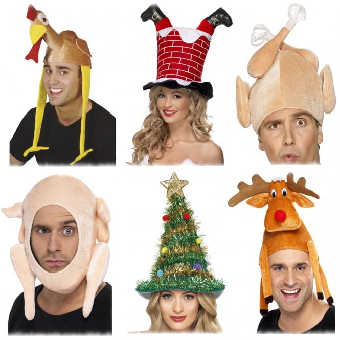 6 Christmas Hats (Turkey, Turkey Gobbler, Stuffed Turkey, Santa Chimney, Christmas Tree, Reindeer)