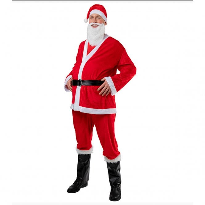 6-Piece Deluxe Velour Santa Suit - Adult Costume