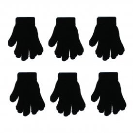 6 x Pairs of Child Black Gloves