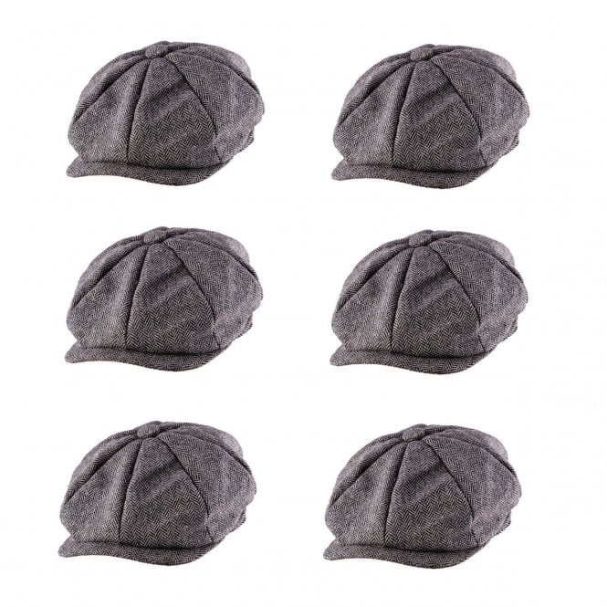6 x Peaky Herringbone Flat Caps - Adullt Accessory Set