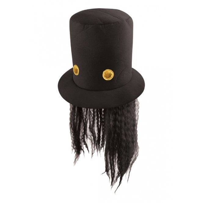 80s Rock Star Guitar Player Hat with Hair