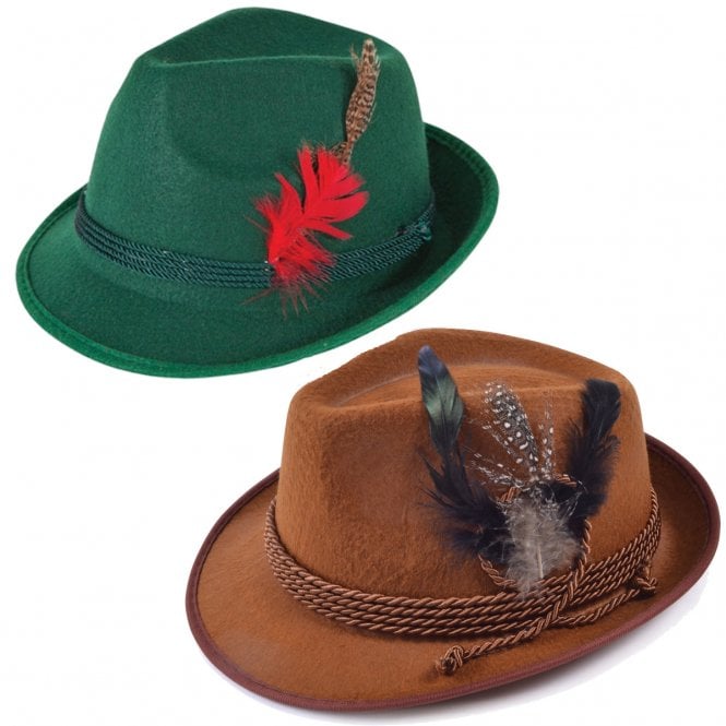 Adult 1 x Brown Oktoberfest Hat + 1 x Green Bavarian Hat