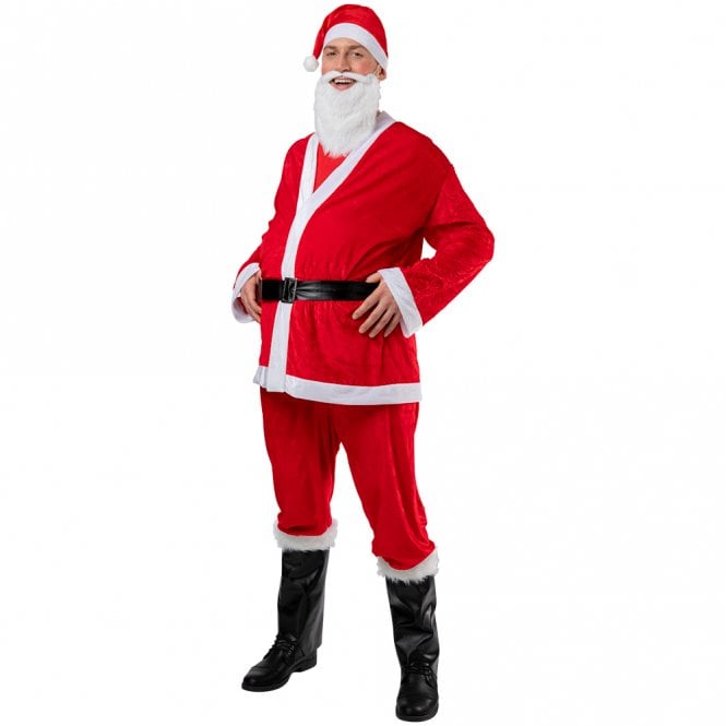 Adult 6pc Deluxe Velour Santa Suit (One Size)