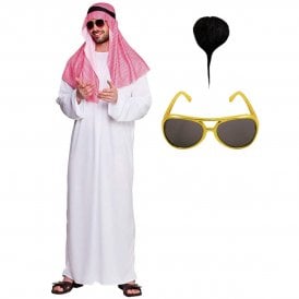 Adult Arab Sheikh + Goatee Beard + Gold Rim Sunglasses