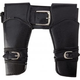 Adult Authentic Western Cowboy Sheriff Black Belt with Double Holsters 