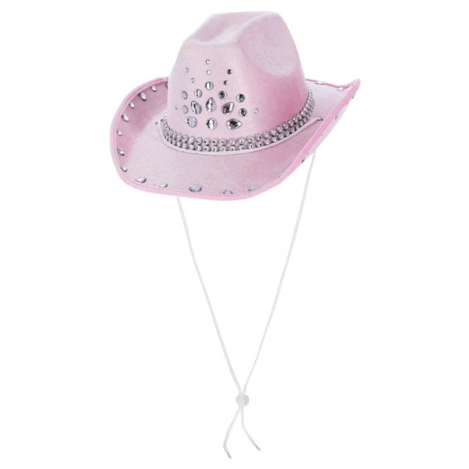 Adult Baby Pink Rhinestone Cowboy Hat 