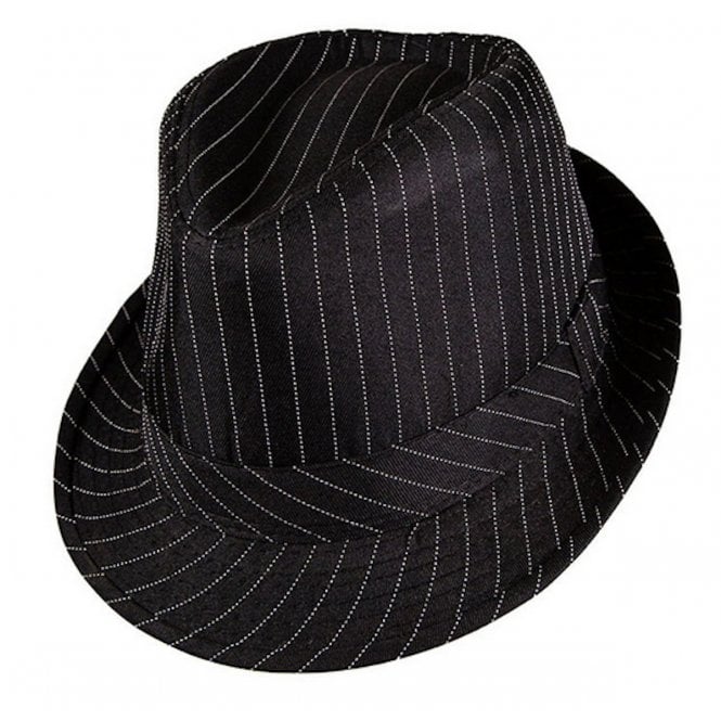 Adult Black Pinstripe Trilby Hat