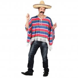 Adult BLUE Mexican Bandit Poncho 