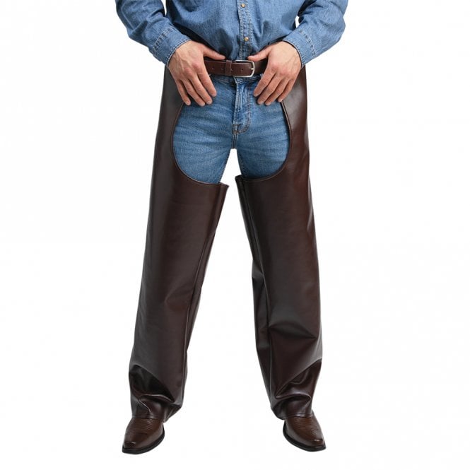 Adult Brown Faux Leather Cowboy Chaps