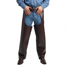 Adult Brown Faux Leather Cowboy Chaps