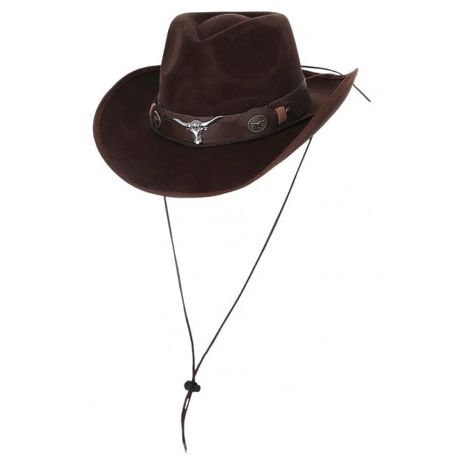 Adult Brown Mock Leather Western Cowboy Hat 