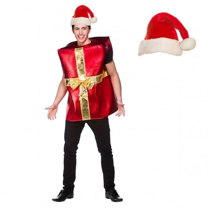 Adult Christmas Gift (Red/Gold Ribbon) + Santa Hat 
