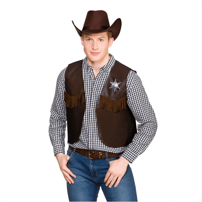 Adult Dark Brown Cowboy Sheriff Waistcoat 