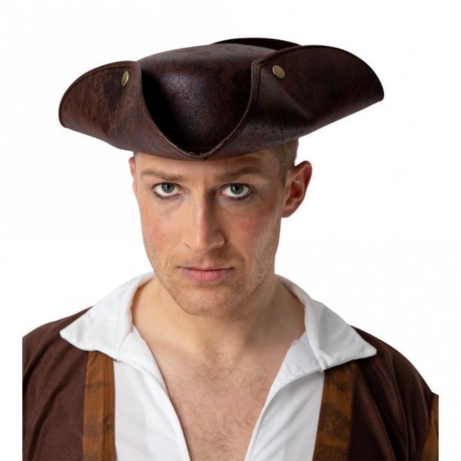 Adult Deluxe Brown Distressed Faux Leather Pirate Hat