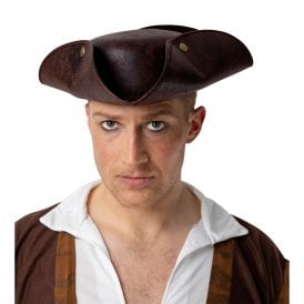 Adult Deluxe Brown Distressed Faux Leather Pirate Hat