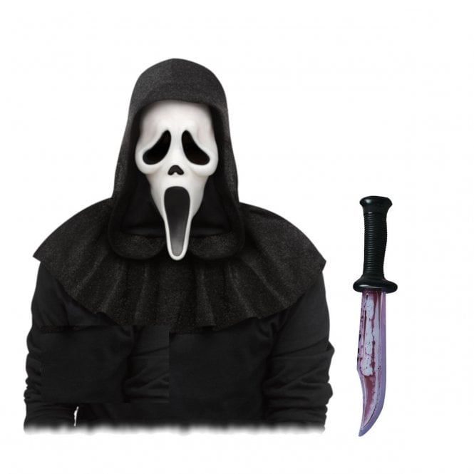 Adult Ghost Face® 25th Anniversary Deluxe Mask + Bloody Blade