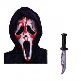 Adult Ghost Face® Bleeding Scream Mask + Ghost Face® Bloody Blade 