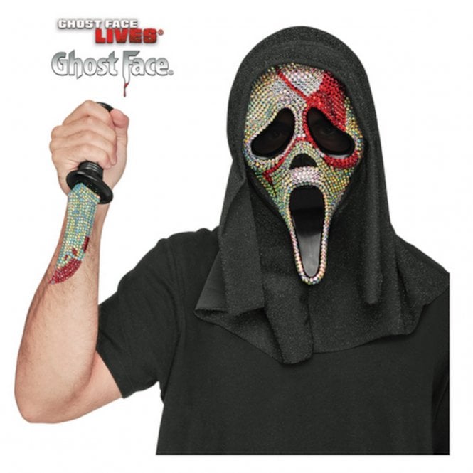 Adult Ghost Face® Bloody Bling Mask & Knife SET