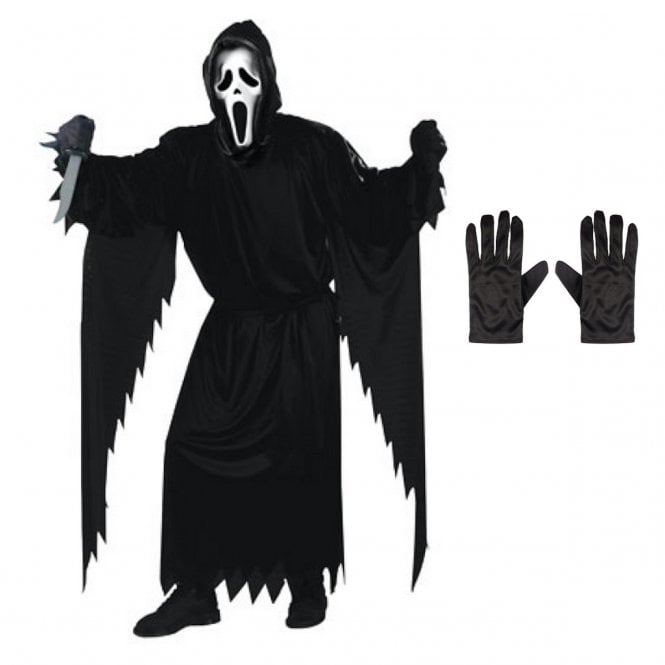 Adult Ghost Face® CLASSIC STD Costume + Black Gloves