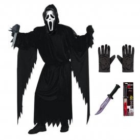 Adult Ghost Face® CLASSIC STD Costume + Bloody Blade + Black Gloves