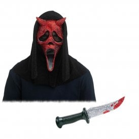 Adult Ghost Face® Deluxe Devil Face BLING Mask + BLING Knife 