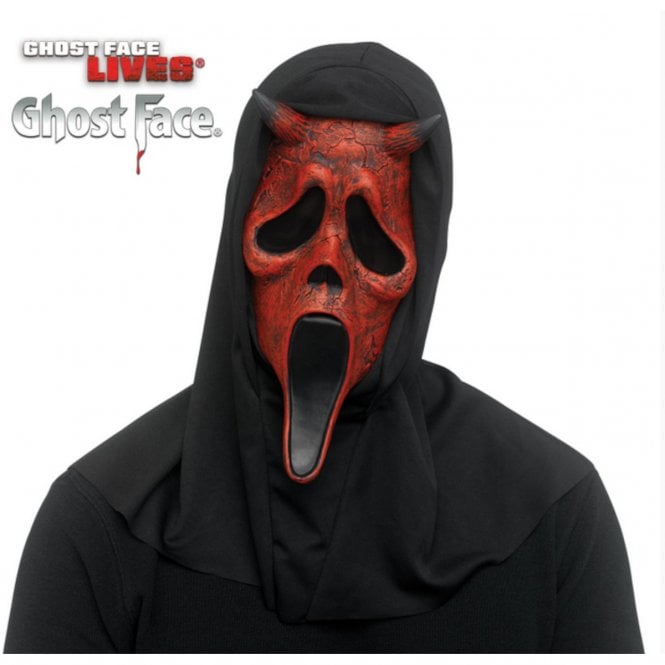 Adult Ghost Face® DEVIL FACE 'AGED' Mask with Hood