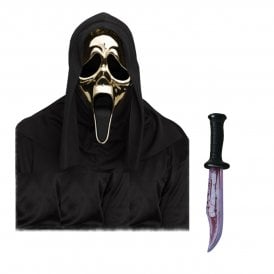 Adult Ghost Face® GOLDEN Metallic Mask + Bloody Blade