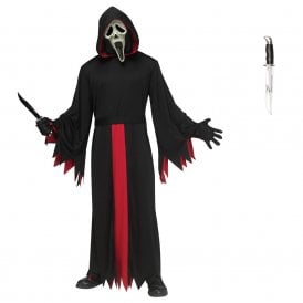 Adult Ghost Face® Reaper Costume (One Size) Inc. Black Gloves + Ghost Face® Chrome Knife