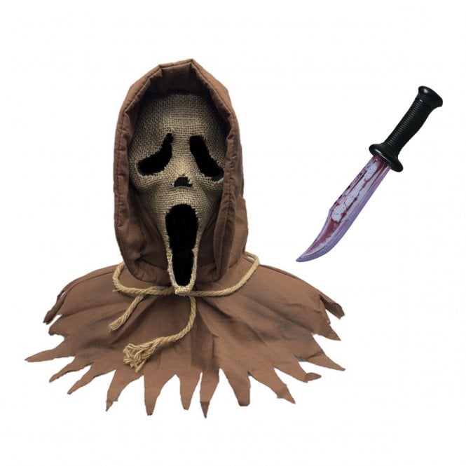 Adult Ghost Face® Scarecrow Mask + Bloody Blade
