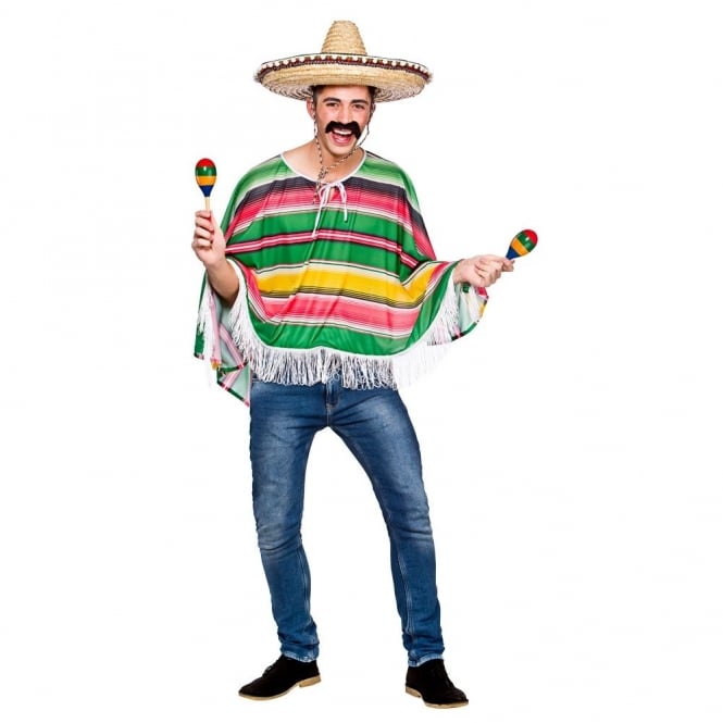 Adult GREEN Mexican Bandit Poncho 