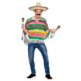 Adult GREEN Mexican Bandit Poncho 