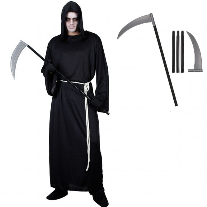 Adult Grim Reaper 2-Piece Costume Set (Robe, Belt, Scythe) 