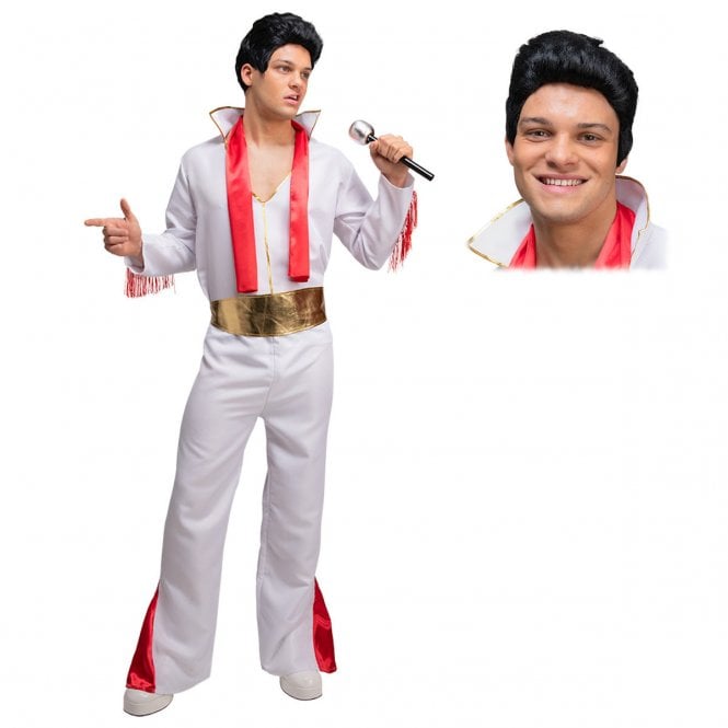 Adult King of Rock n Roll Costume + NEW 50's Rocker Wig 