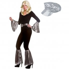 Adult Mamma Mia 5pc Accessory Set + 70's Silver Sequin Hat