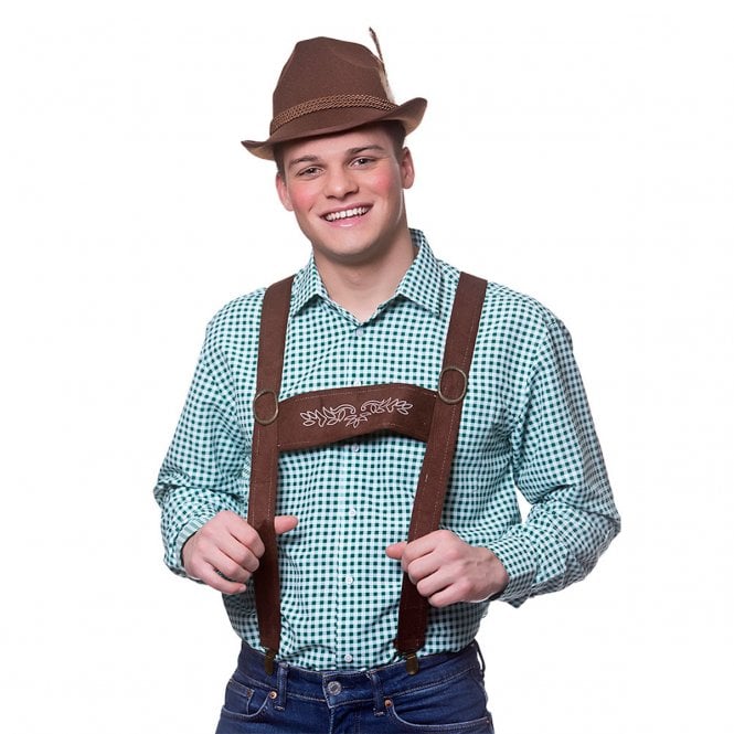 Adult Oktoberfest Braces + Brown Bavarian Hat
