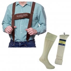 Adult Oktoberfest Braces + Cream Wool Blend Socks 