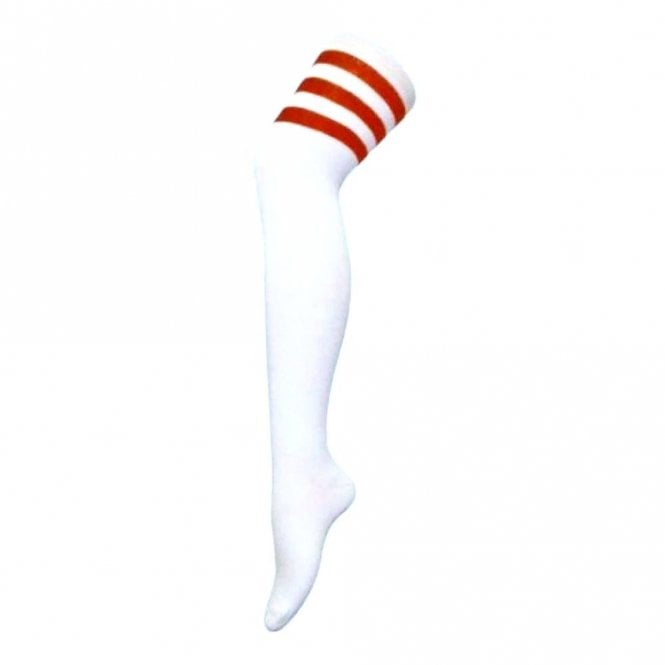 Adult Over the Knee Cheerleader Socks with Red Stripes 