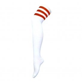 Adult Over the Knee Cheerleader Socks with Red Stripes 