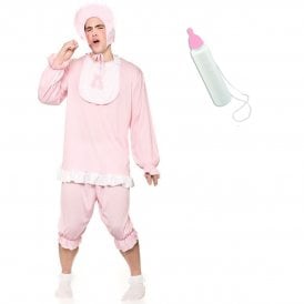 Adult Pink Cute Baby Girl + Pink Bottle