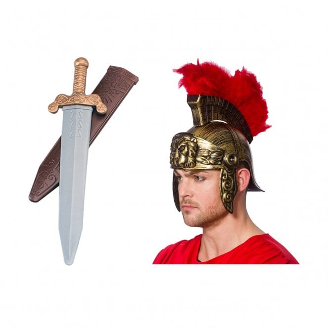 Adult Roman Centurion Hard Helmet & Plume + Roman Sword