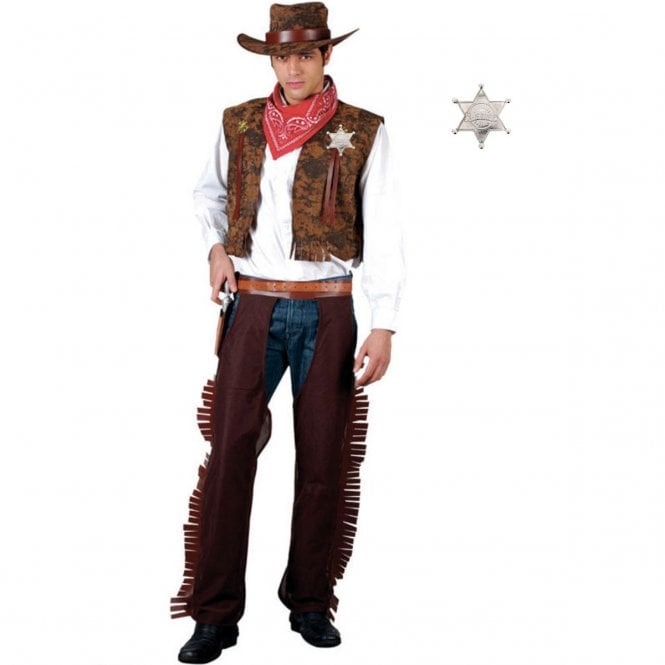 Adult Western Cowboy + SILVER Sheriff Badge