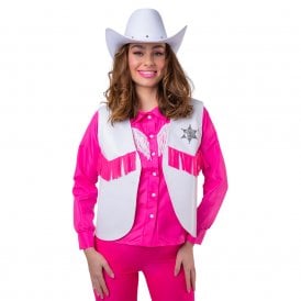 Adult White Cowgirl/Cowboy Waistcoat 