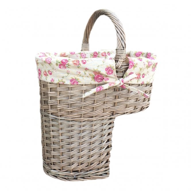 Antique Wash Stair Basket with Garden Rose Lining