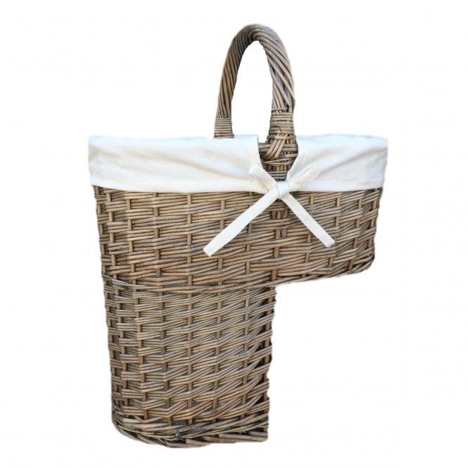 Antique Wash Stair Basket with White Lining