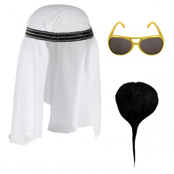 Arab Headpiece + Goatee Beard + Gold Rimmed Sunglasses