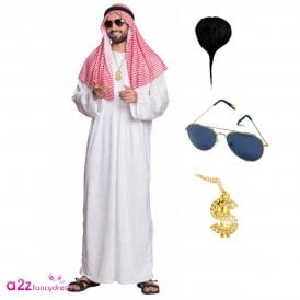 Arab Sheikh + Goatee Beard + Dollar Bling Necklace + Aviator Glasses