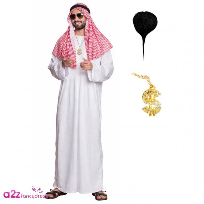 Arab Sheikh + Goatee Beard + Dollar Bling Necklace