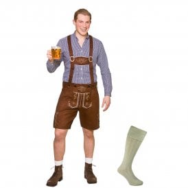 Authentic Suede Lederhosen + Cream Wool Blend Socks 