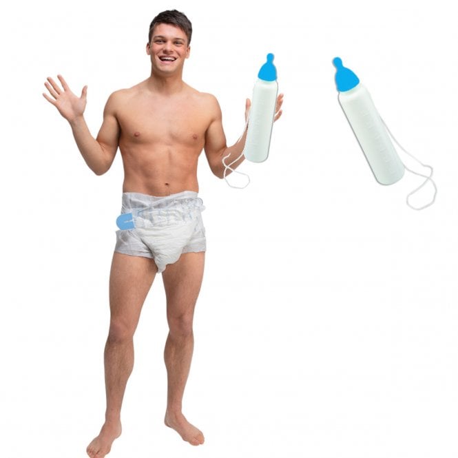 Big Baby Nappy & Pin + Bottle (Blue)